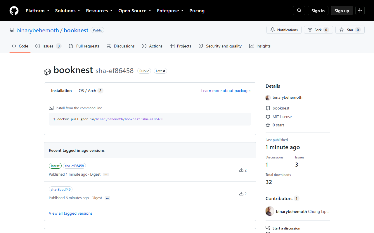BookNest's image on the GitHub Container Registry