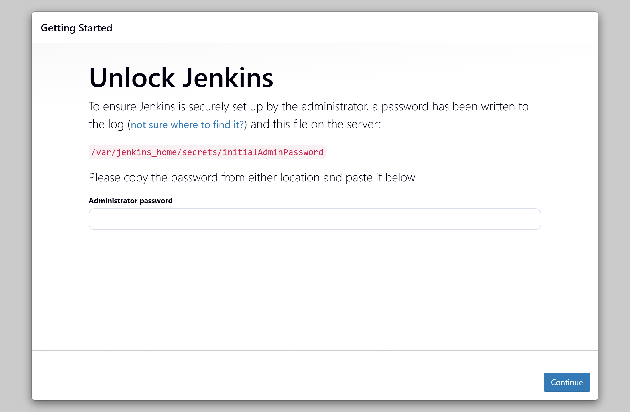 The Unlock Jenkins page of 2.568.3