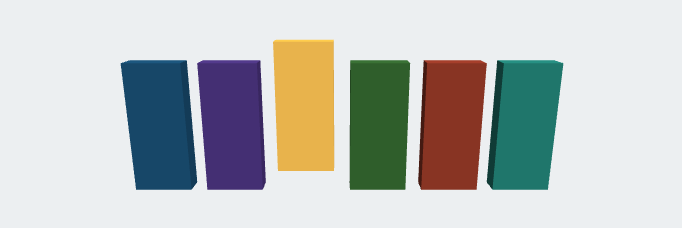 The bundled books.jsx in headless Chrome 154: six books from react-babylonjs, Salt and Saffron raised