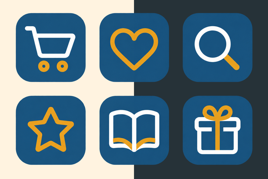 The icon sheet as returned (1536 x 1024, Flare, low, $0.0052), over BookNest's cream and ink colors to show its transparent background
