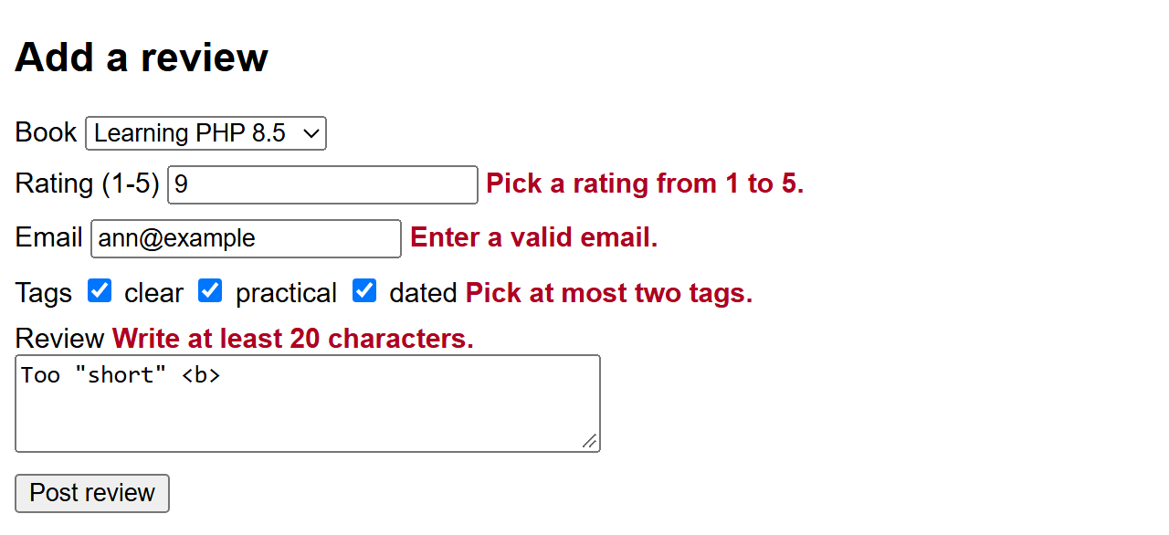 Browser output of Listing 4.149