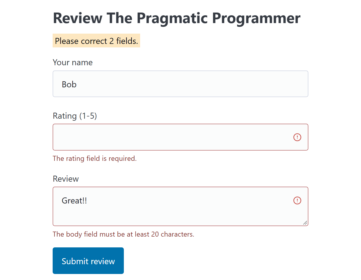 Browser output of Listing 5.68