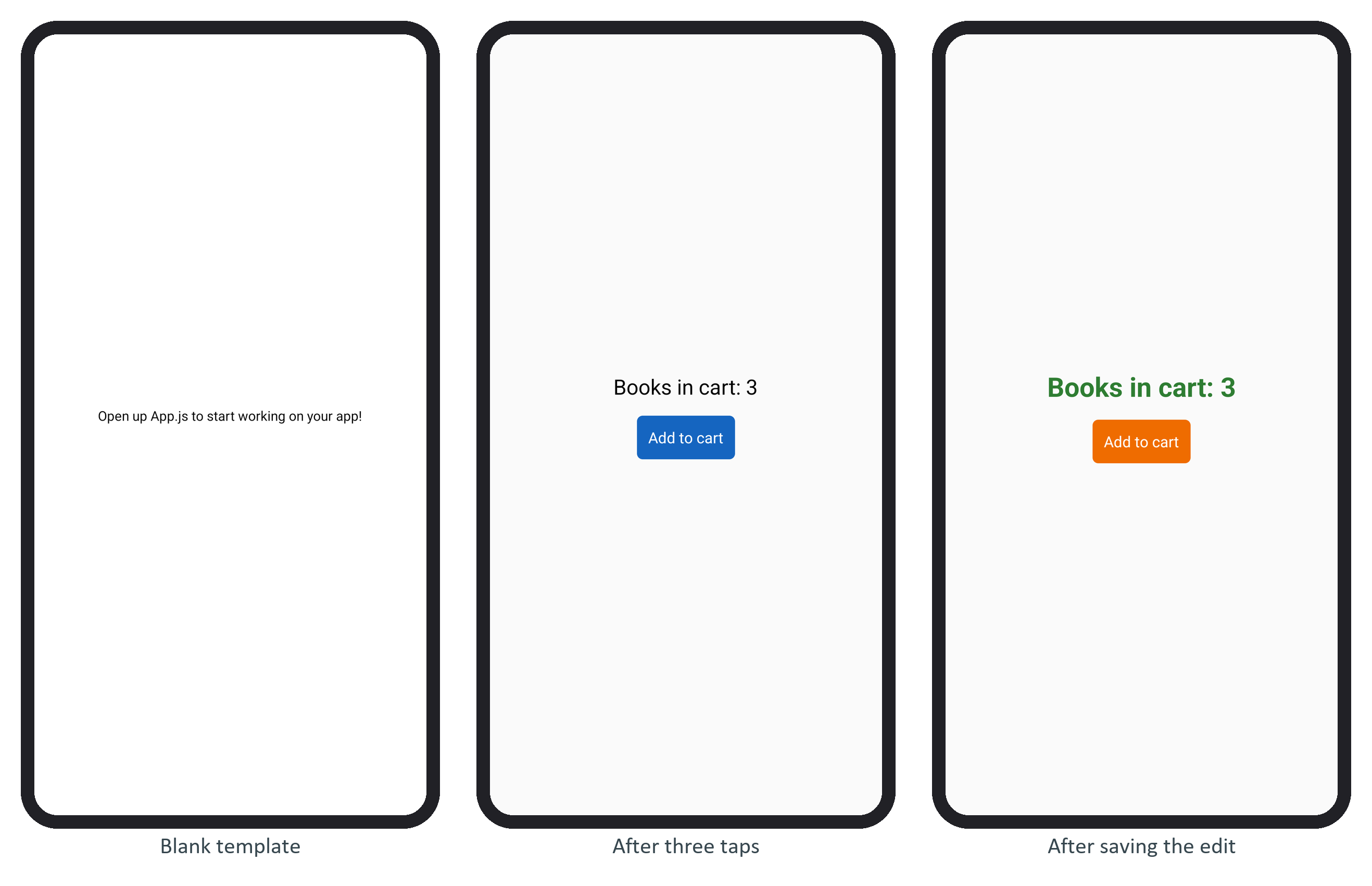 Fast Refresh on the emulator: the count survives a style edit